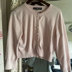 Karl Lagerfield Baby Pink and Pearl Button Cardigan